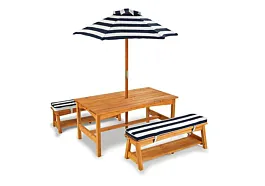 KidKraft Set sto sa suncobranom i dve klupice - Plavo-beli