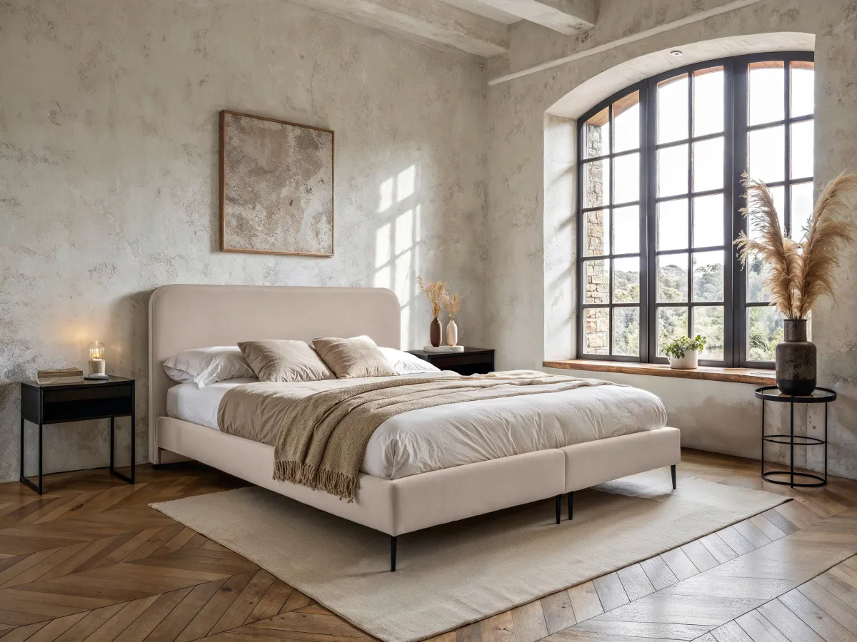 BOXSPRING KREVET 140/200 cm     bež 