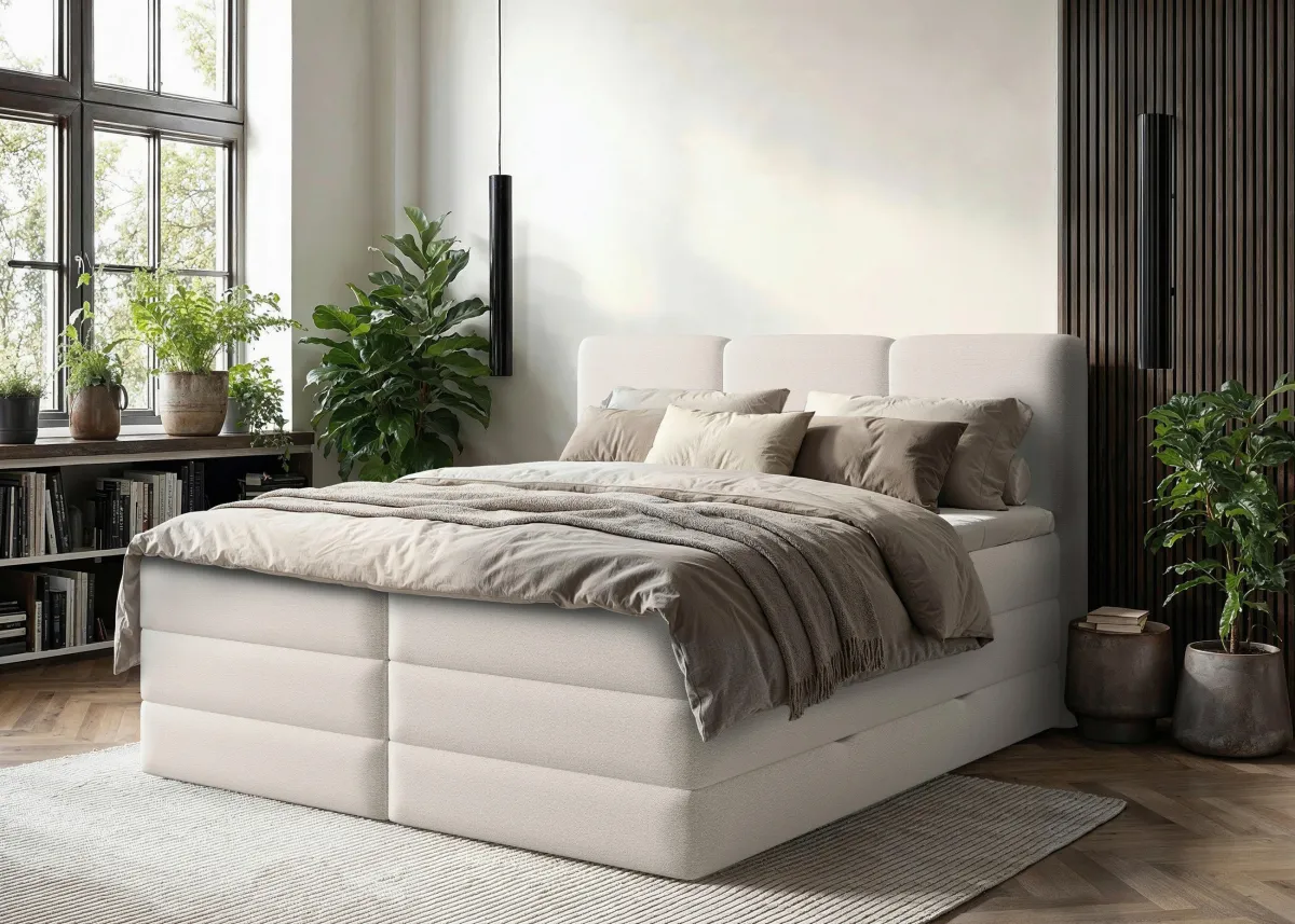 BOXSPRING KREVET 180/200 cm     bela 